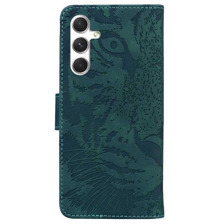 For Samsung Galaxy S25+ 5G Tiger Embossing Pattern Flip Leather Phone Case(Green) - Galaxy S25+ 5G Cases by buy2fix | Online Shopping UK | buy2fix