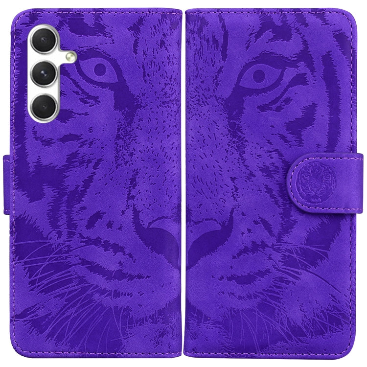 For Samsung Galaxy S25+ 5G Tiger Embossing Pattern Flip Leather Phone Case(Purple) - Galaxy S25+ 5G Cases by buy2fix | Online Shopping UK | buy2fix