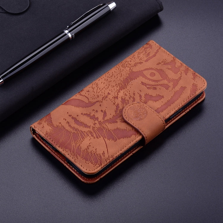 For Samsung Galaxy S25+ 5G Tiger Embossing Pattern Flip Leather Phone Case(Brown) - Galaxy S25+ 5G Cases by buy2fix | Online Shopping UK | buy2fix