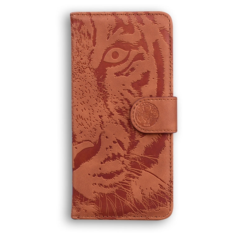 For Samsung Galaxy S25+ 5G Tiger Embossing Pattern Flip Leather Phone Case(Brown) - Galaxy S25+ 5G Cases by buy2fix | Online Shopping UK | buy2fix