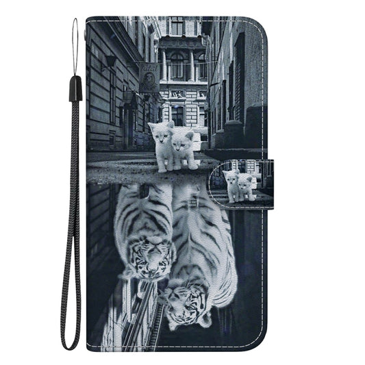 For Samsung Galaxy S25 5G Crystal Texture Colored Drawing Leather Phone Case(Cat Tiger Reflection) by buy2fix
