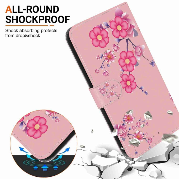 For Samsung Galaxy S25 5G Crystal Texture Colored Drawing Leather Phone Case(Cherry Blossoms) by buy2fix