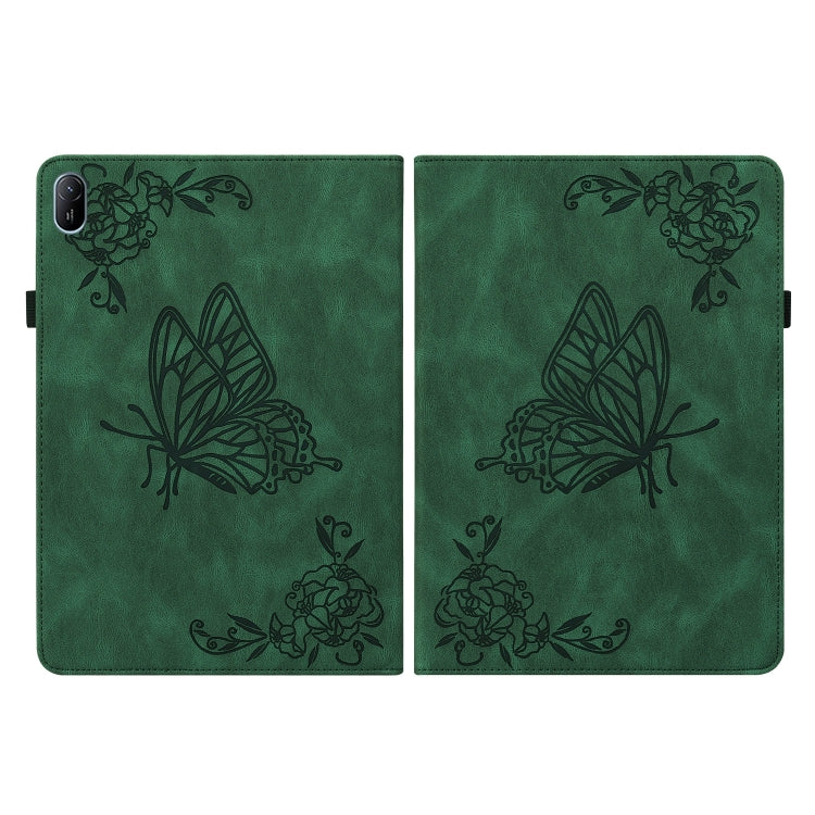 For Huawei MatePad SE 11 2024 Butterfly Flower Embossed Leather Tablet Case(Green) - Huawei by buy2fix | Online Shopping UK | buy2fix