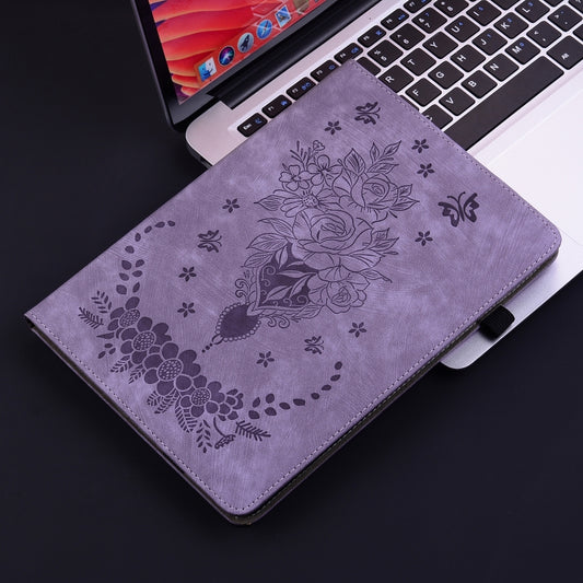 For Huawei MatePad SE 11 2024 Butterfly Rose Embossed Leather Tablet Case(Purple) by buy2fix