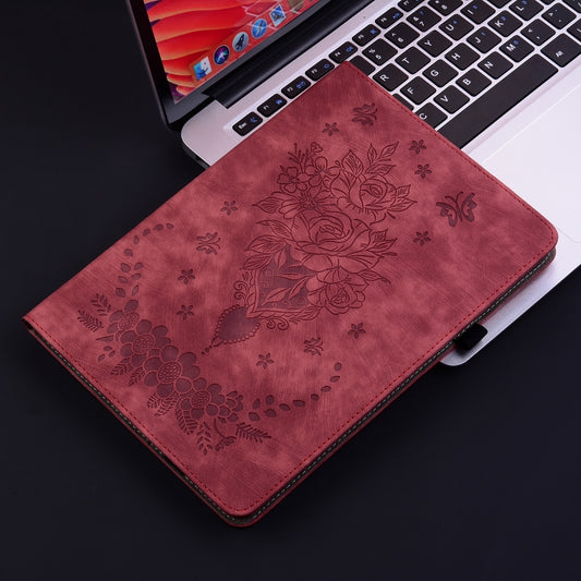 For Huawei MatePad SE 11 2024 Butterfly Rose Embossed Leather Tablet Case(Red) by buy2fix