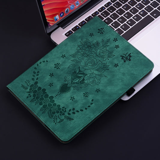 For Huawei MatePad SE 11 2024 Butterfly Rose Embossed Leather Tablet Case(Green) by buy2fix