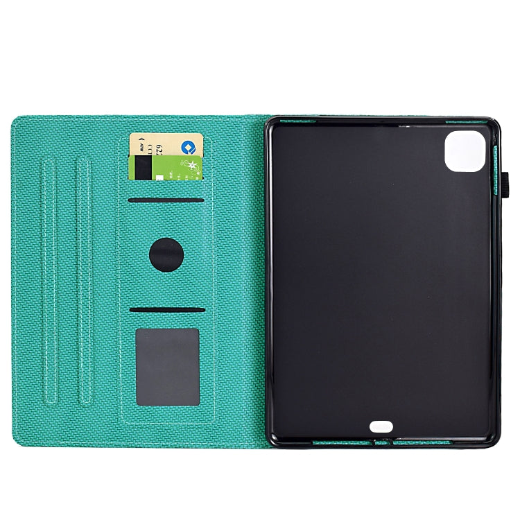 For iPad Pro 11 2025 / 2024 Solid Color Fiber Texture Smart Tablet Leather Case(Lake Green) by buy2fix
