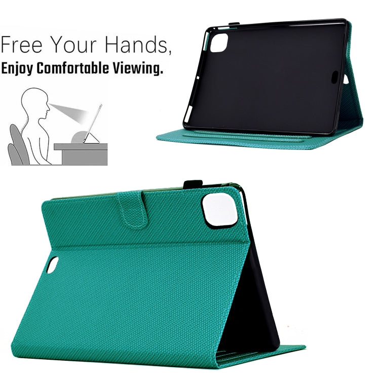 For iPad Air 10.9 2022 / 2020 Solid Color Fiber Texture Smart Tablet Leather Case(Lake Green) - iPad Air (2022) / (2020) 10.9 Cases by buy2fix | Online Shopping UK | buy2fix