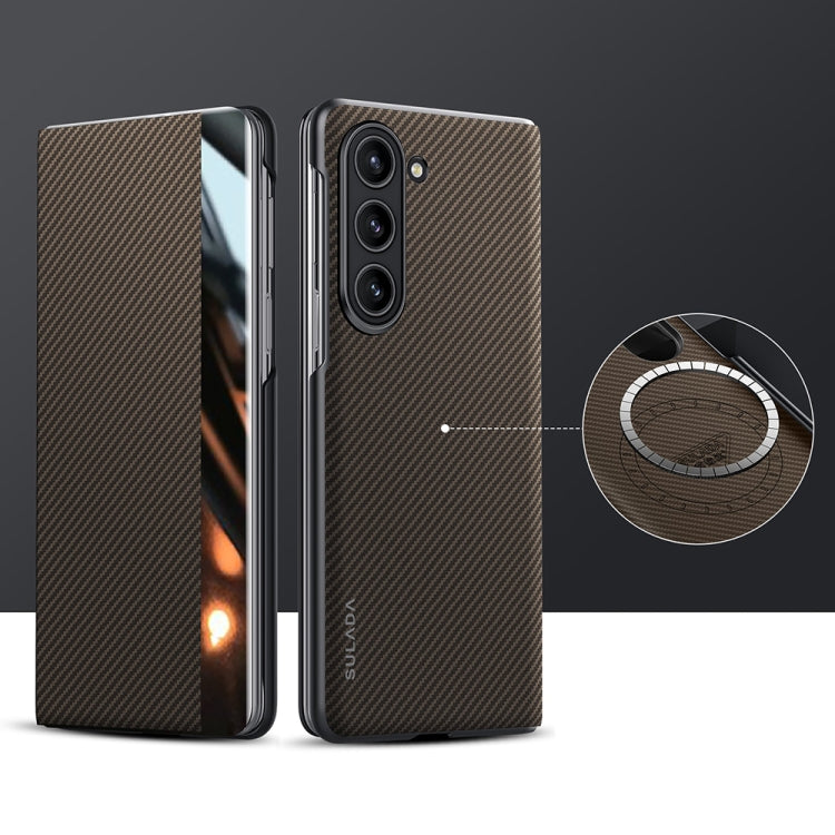 For Samsung Galaxy Z Fold6 SULADA Kevlar 600D Texture Smart Window Leather Phone Case(Brown) - Galaxy Z Fold6 5G Cases by SULADA | Online Shopping UK | buy2fix