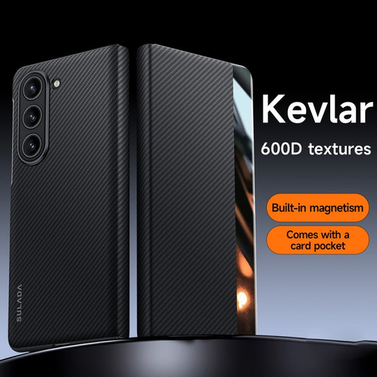 For Samsung Galaxy Z Fold6 SULADA Kevlar 600D Texture Smart Window Leather Phone Case(Brown) - Galaxy Z Fold6 5G Cases by SULADA | Online Shopping UK | buy2fix