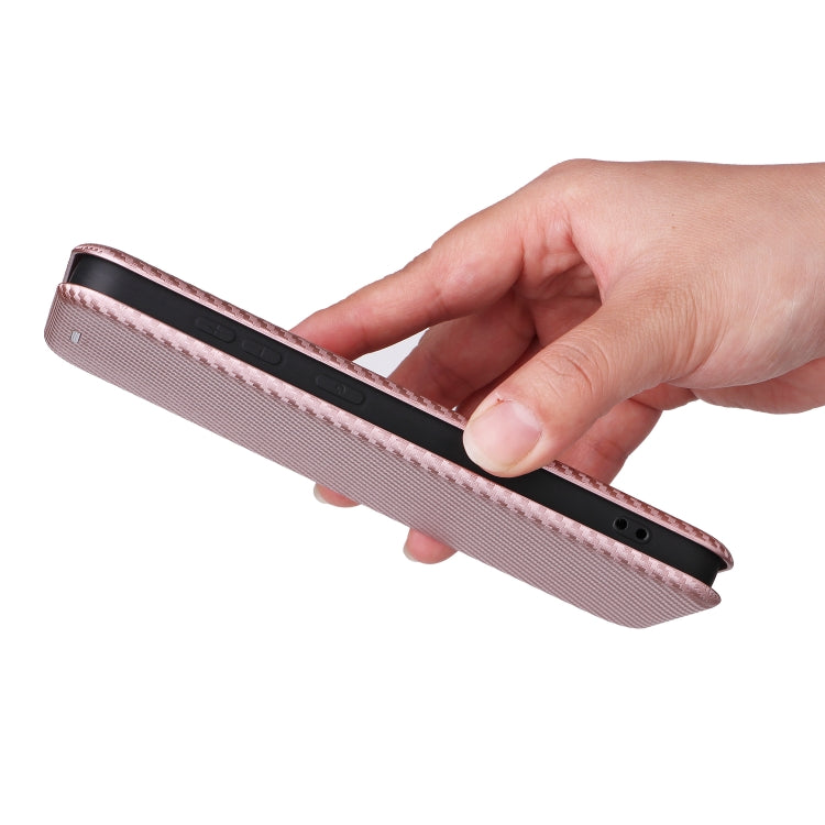 For Samsung Galaxy S25+ 5G Carbon Fiber Texture Flip Leather Phone Case(Pink) by buy2fix