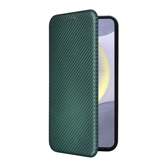 For Samsung Galaxy S25+ 5G Carbon Fiber Texture Flip Leather Phone Case(Green) by buy2fix