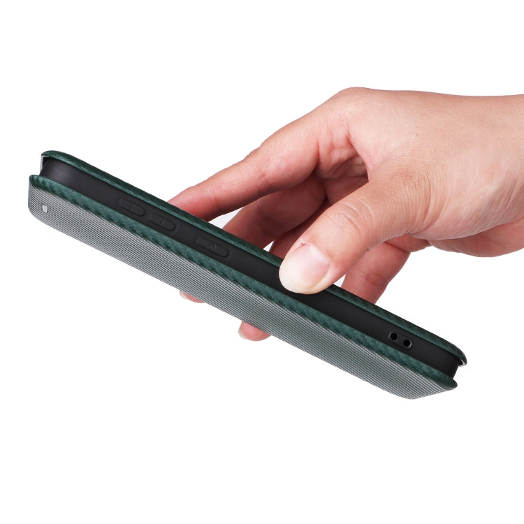 For Samsung Galaxy S25+ 5G Carbon Fiber Texture Flip Leather Phone Case(Green) by buy2fix