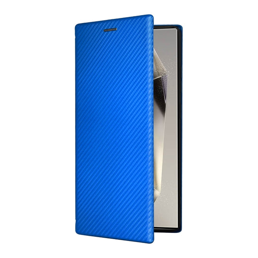 For Samsung Galaxy S25 Ultra 5G Carbon Fiber Texture Flip Leather Phone Case(Blue) by buy2fix