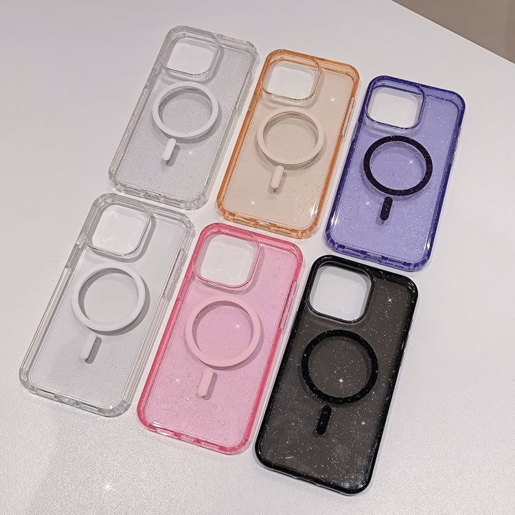 For iPhone 15 Pro Max Glitter Powder TPU Hybrid PC MagSafe Phone Case(Translucent) by buy2fix