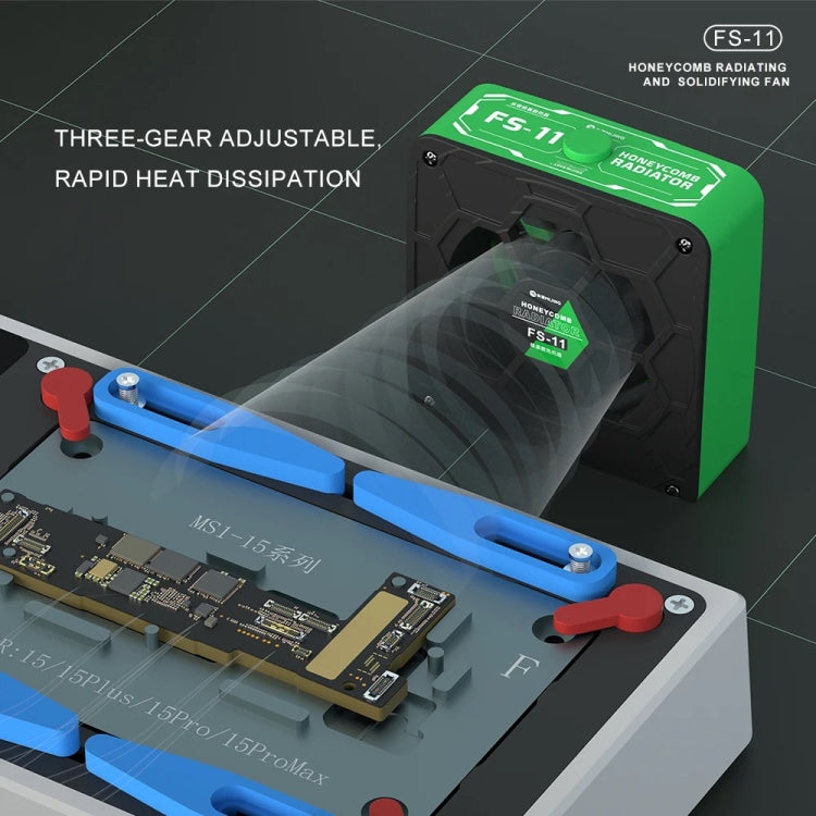 Mijing FS-11 Cooling + UV Curing + Smoke Extraction Honeycomb Radiating Fan(Green) by MIJING