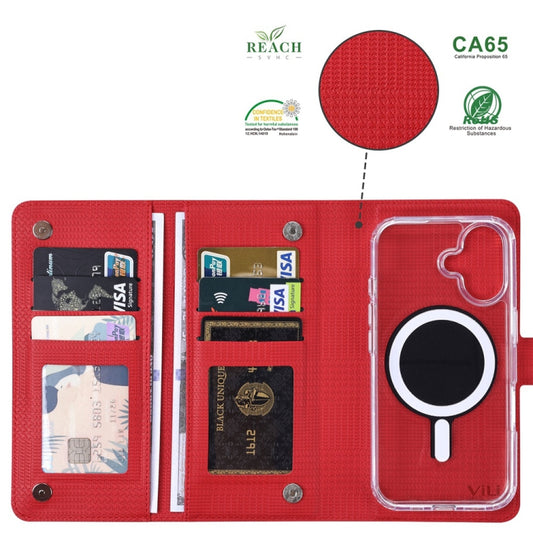 For iPhone 15 Plus ViLi GHA-C Series RFID MagSafe Magnetic Flip Leather Phone Case(Red) by ViLi