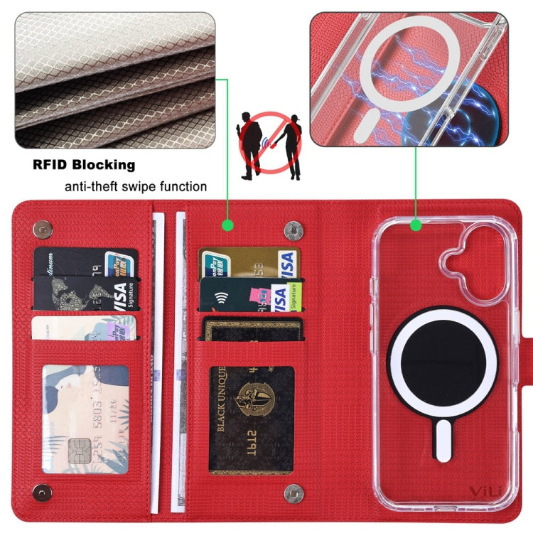 For iPhone 14 ViLi GHA-C Series RFID MagSafe Magnetic Flip Leather Phone Case(Red) - iPhone 14 Cases by ViLi | Online Shopping UK | buy2fix