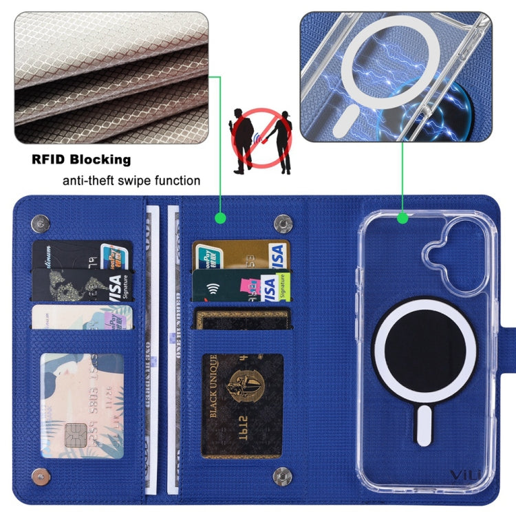 For iPhone 13 Pro Max ViLi GHA-C Series RFID MagSafe Magnetic Flip Leather Phone Case(Blue) by ViLi