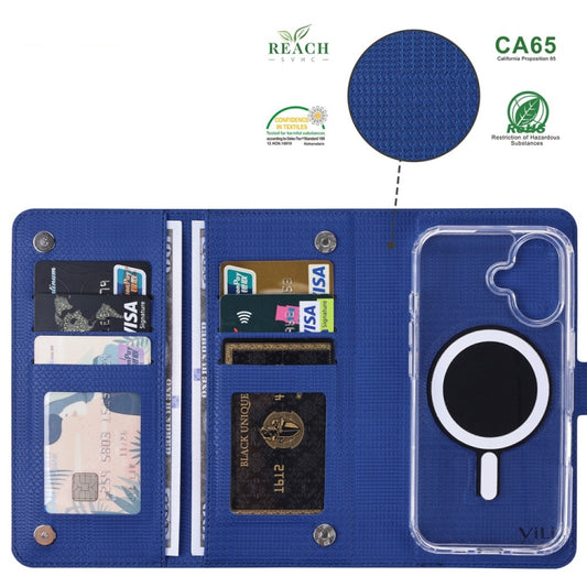 For iPhone 13 ViLi GHA-C Series RFID MagSafe Magnetic Flip Leather Phone Case(Blue) by ViLi