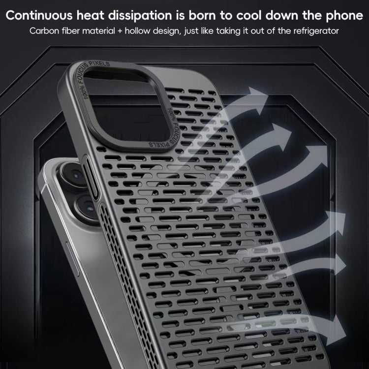 For iPhone 15 Hollow Cooling MagSafe Phone Case(Black) by buy2fix