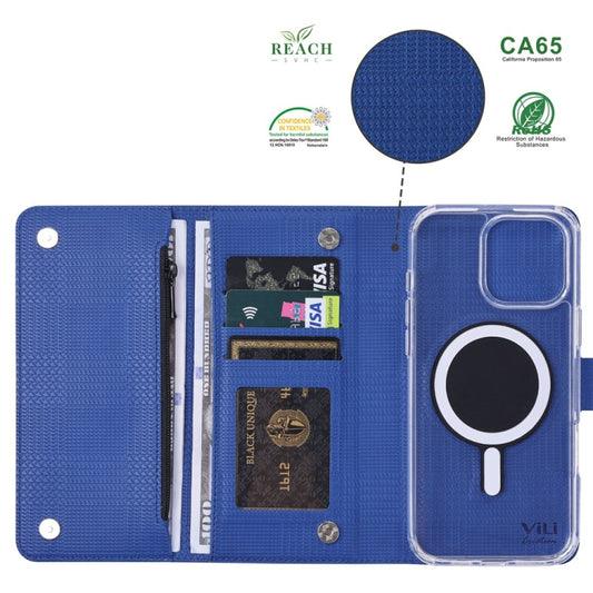 For iPhone 14 ViLi GHB-C Series RFID MagSafe Magnetic Flip Leather Phone Case(Blue) by ViLi