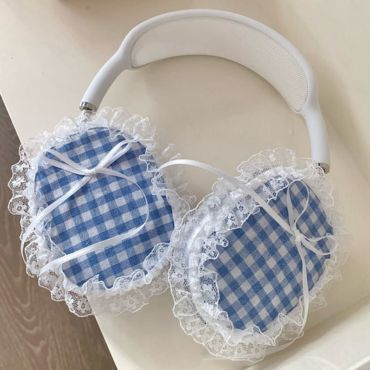 For Apple AirPods Max Headphones Lattice Lace Protective Case(Blue) by buy2fix