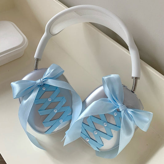 For Apple AirPods Max Headphones Ribbon Transparent Protective Case(Blue) by buy2fix