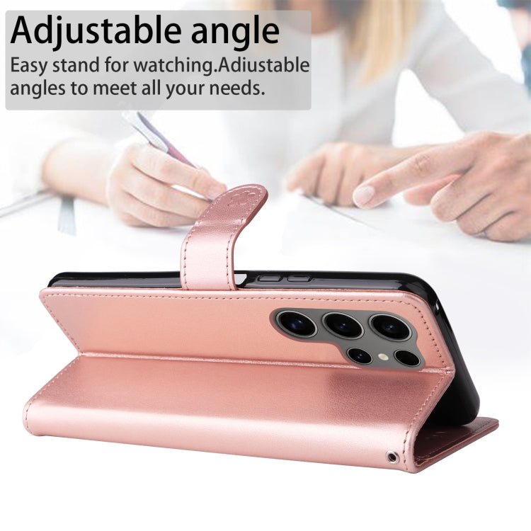 For Samsung Galaxy S25 Ultra 5G Cat and Bee Embossed Flip Leather Phone Case(Rose Gold) by buy2fix