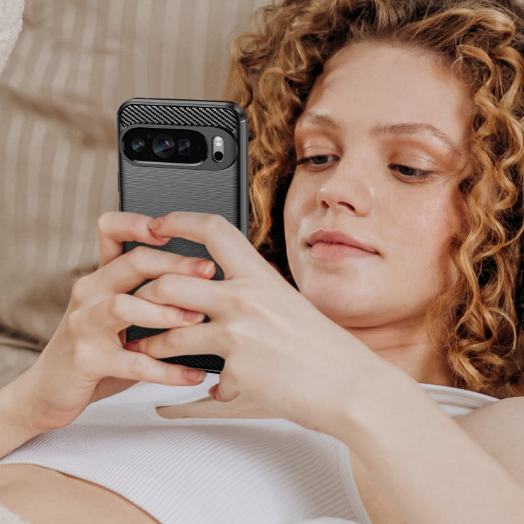 For Google Pixel 9 Pro XL Carbon Fiber Brushed Texture TPU Phone Case(Black) by buy2fix