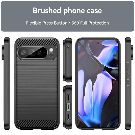 For Google Pixel 10 Pro XL Carbon Fiber Brushed Texture TPU Phone Case(Black) - Google Cases by buy2fix | Online Shopping UK | buy2fix