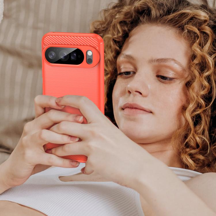 For Google Pixel 10 Pro XL Carbon Fiber Brushed Texture TPU Phone Case(Red) - Google Cases by buy2fix | Online Shopping UK | buy2fix