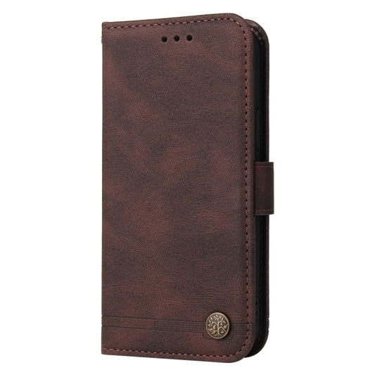 For Redmi K70 Ultra Skin Feel Life Tree Metal Button Leather Phone Case(Brown) by buy2fix