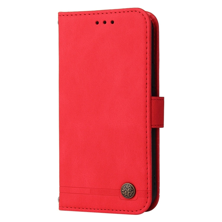 For Samsung Galaxy S25+ 5G Skin Feel Life Tree Metal Button Leather Phone Case(Red) - Galaxy S25+ 5G Cases by buy2fix | Online Shopping UK | buy2fix