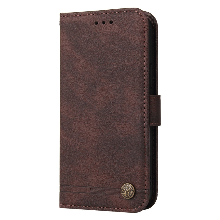 For Samsung Galaxy S25+ 5G Skin Feel Life Tree Metal Button Leather Phone Case(Brown) - Galaxy S25+ 5G Cases by buy2fix | Online Shopping UK | buy2fix