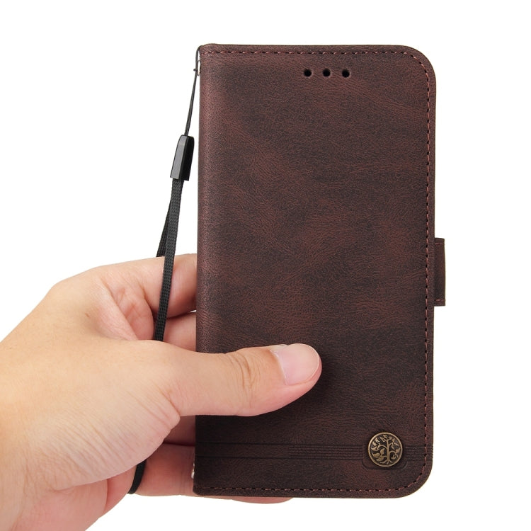 For Samsung Galaxy S25+ 5G Skin Feel Life Tree Metal Button Leather Phone Case(Brown) - Galaxy S25+ 5G Cases by buy2fix | Online Shopping UK | buy2fix