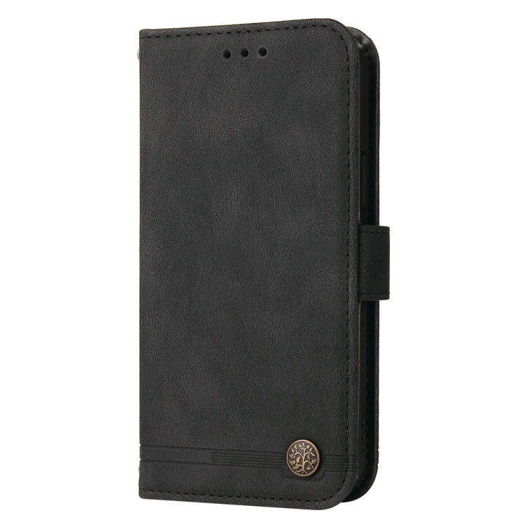 For Samsung Galaxy S25+ 5G Skin Feel Life Tree Metal Button Leather Phone Case(Black) - Galaxy S25+ 5G Cases by buy2fix | Online Shopping UK | buy2fix