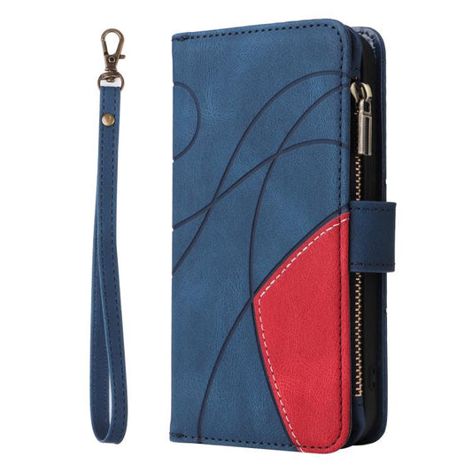 For iPhone Air Dual-color 9 Card Slots Zipper Wallet Leather Phone Case(Blue) - iPhone Air Cases by buy2fix | Online Shopping UK | buy2fix