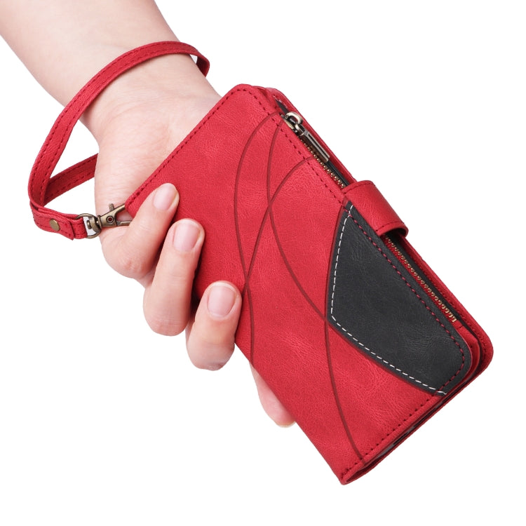 For Samsung Galaxy S25 / S24 5G Dual-color 9 Card Slots Zipper Wallet Leather Phone Case(Red) by buy2fix