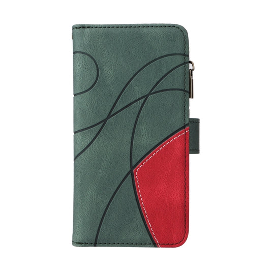 For Redmi K70 Dual-color 9 Card Slots Zipper Wallet Leather Phone Case(Green) by buy2fix