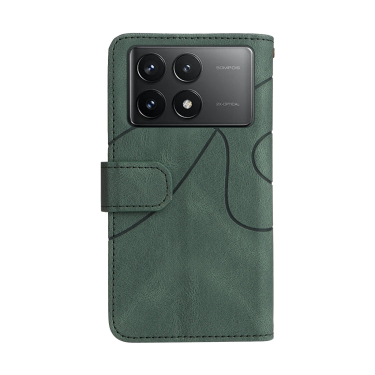 For Redmi K70 Dual-color 9 Card Slots Zipper Wallet Leather Phone Case(Green) - Xiaomi Cases by buy2fix | Online Shopping UK | buy2fix