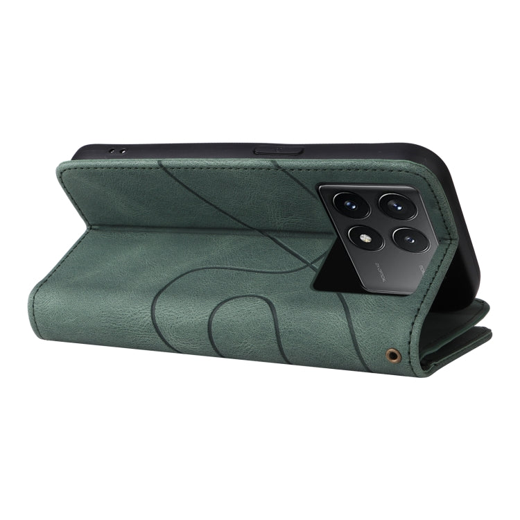 For Redmi K70 Dual-color 9 Card Slots Zipper Wallet Leather Phone Case(Green) - Xiaomi Cases by buy2fix | Online Shopping UK | buy2fix