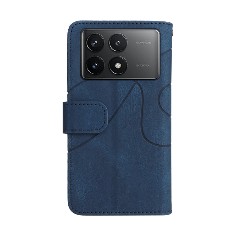 For Redmi K70 Dual-color 9 Card Slots Zipper Wallet Leather Phone Case(Blue) - Xiaomi Cases by buy2fix | Online Shopping UK | buy2fix