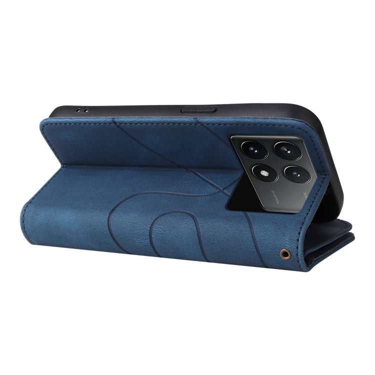For Redmi K70 Dual-color 9 Card Slots Zipper Wallet Leather Phone Case(Blue) - Xiaomi Cases by buy2fix | Online Shopping UK | buy2fix