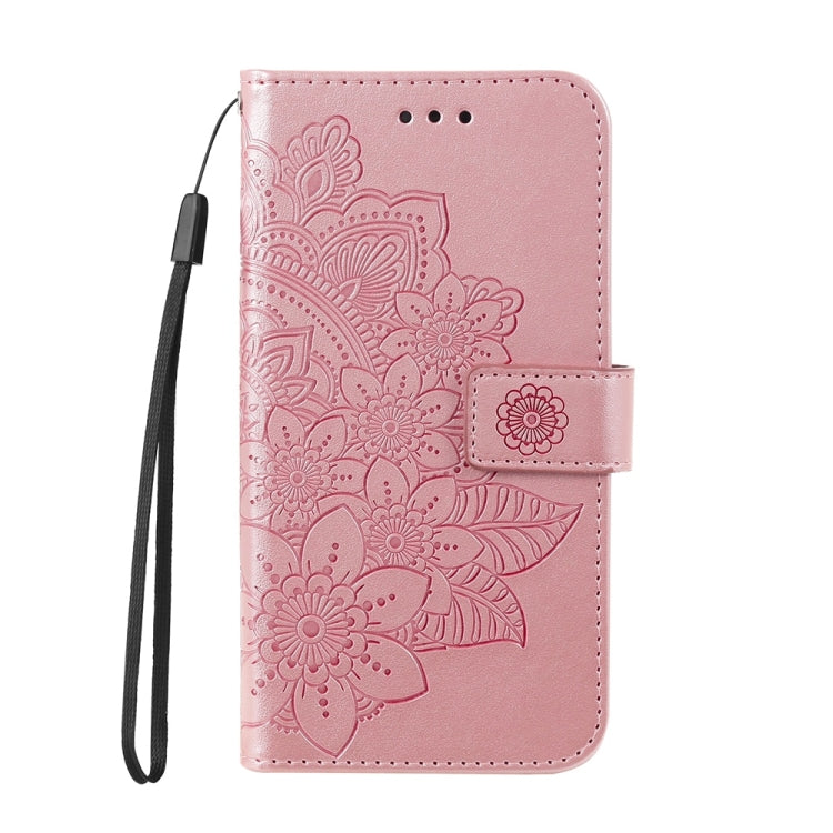 For Samsung Galaxy S25+ 5G Seven-petal Flowers Embossing Leather Phone Case(Rose Gold) - Galaxy S25+ 5G Cases by buy2fix | Online Shopping UK | buy2fix