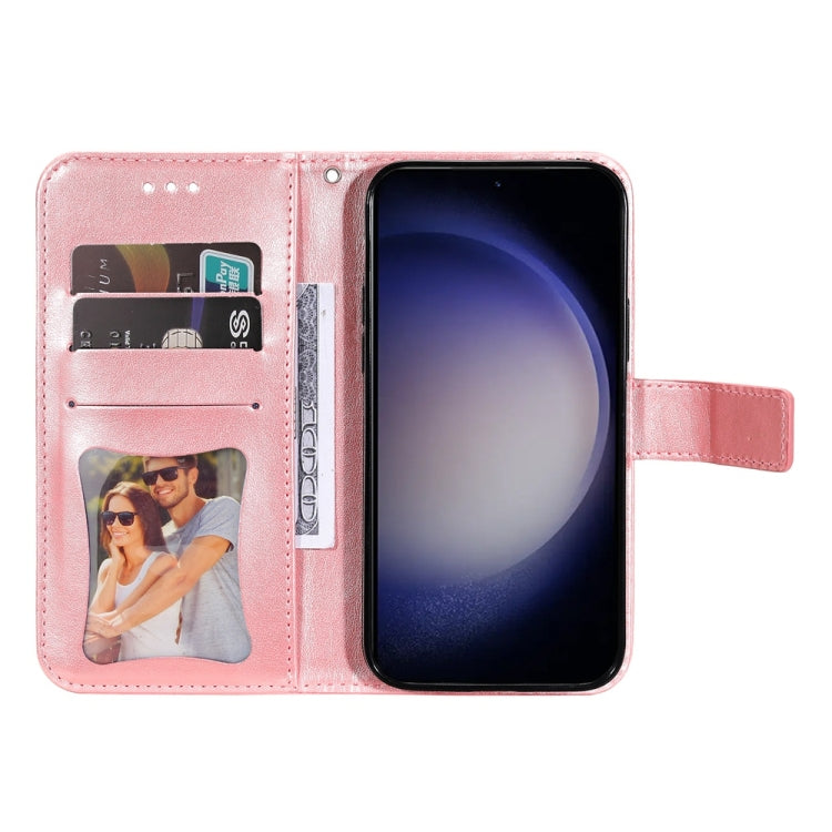 For Samsung Galaxy S25+ 5G Seven-petal Flowers Embossing Leather Phone Case(Rose Gold) - Galaxy S25+ 5G Cases by buy2fix | Online Shopping UK | buy2fix