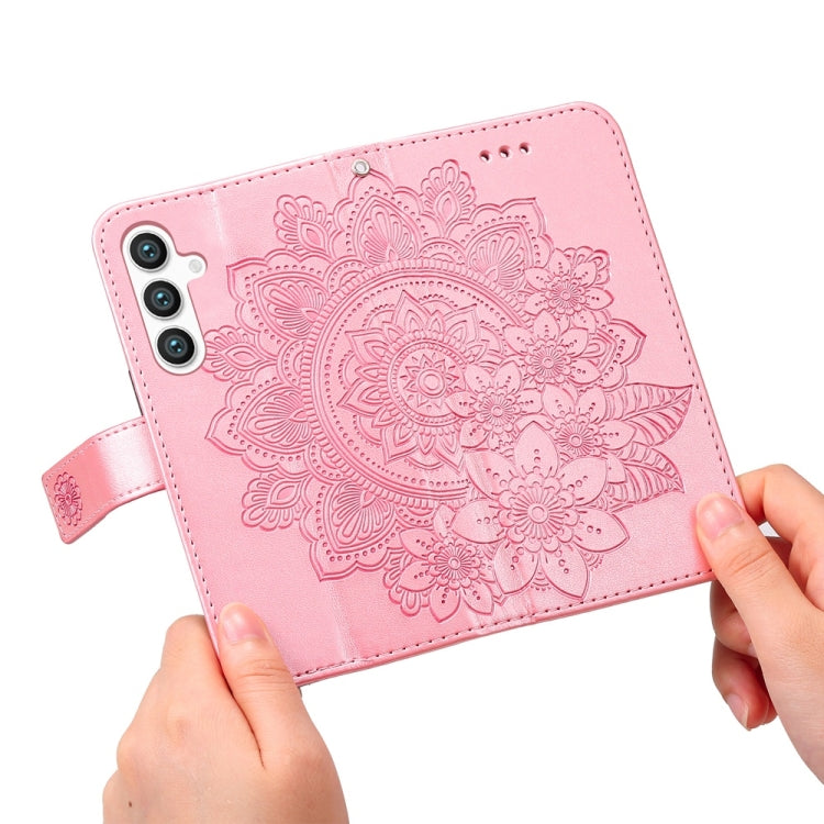 For Samsung Galaxy S25+ 5G Seven-petal Flowers Embossing Leather Phone Case(Rose Gold) - Galaxy S25+ 5G Cases by buy2fix | Online Shopping UK | buy2fix