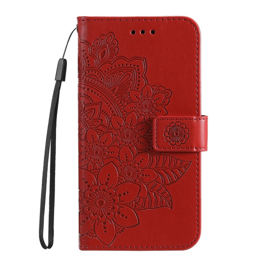 For Samsung Galaxy S25 Ultra 5G Seven-petal Flowers Embossing Leather Phone Case(Red) by buy2fix