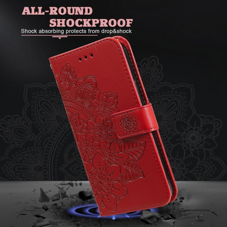 For Samsung Galaxy S25 Ultra 5G Seven-petal Flowers Embossing Leather Phone Case(Red) by buy2fix