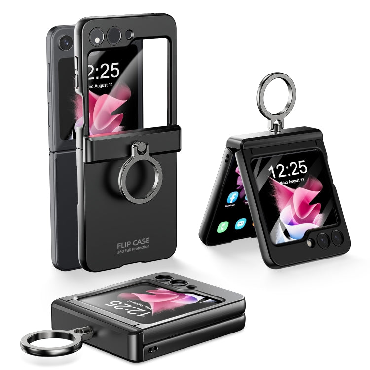 For Samsung Galaxy Z Flip6 5G Integrated Folding Ring Phone Case with Hinge(Black) - Galaxy Z Flip6 5G Cases by buy2fix | Online Shopping UK | buy2fix